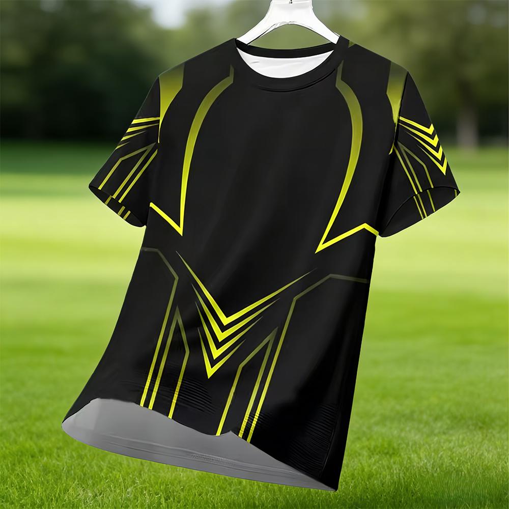 Esports Gaming Top - Herren 3D Geometrie Drucken Kurzarm E-Sports