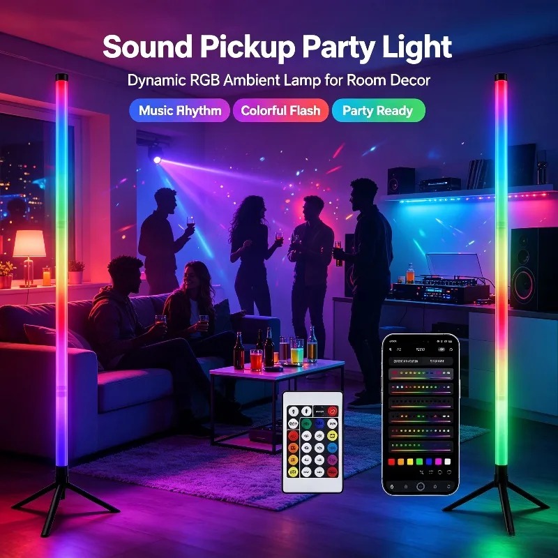 Gaming Esports Esports - 2 Stück 120CM RGB Stehlampe, Schallreaktive