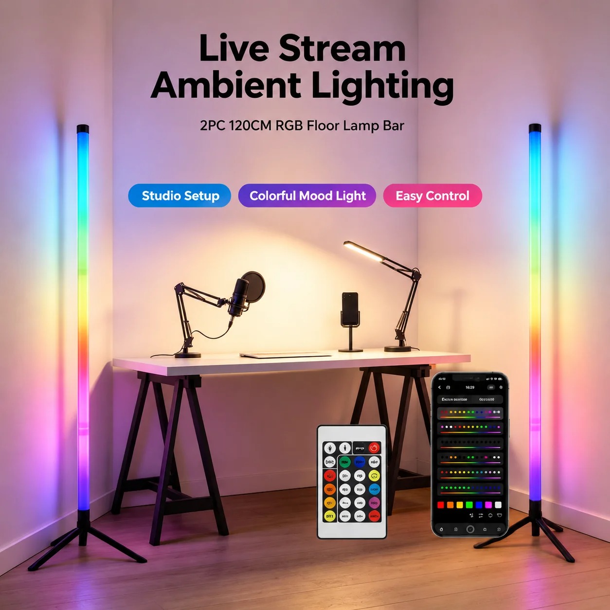 2 Stück 120CM RGB Stehlampe, S – Gaming Esports Esports Bewertung und Preis